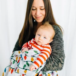 Cotton Muslin Swaddle Blanket - Christmas Bulbs