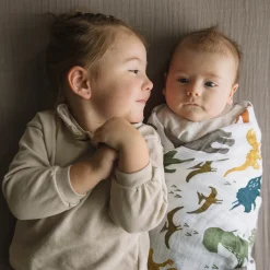Cotton Muslin Swaddle Blanket - Dino Friends