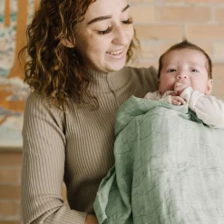 Cotton Muslin Swaddle Blanket - Cactus Lines