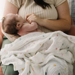 Cotton Muslin Swaddle Blanket - Party Dots