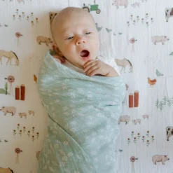 Cotton Muslin Swaddle Blanket - Misty Field