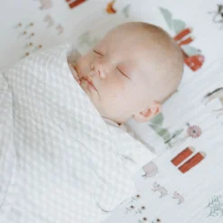Cotton Muslin Swaddle Blanket - Tan Gingham
