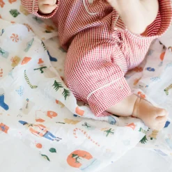 Cotton Muslin Swaddle Blanket - Christmas Time