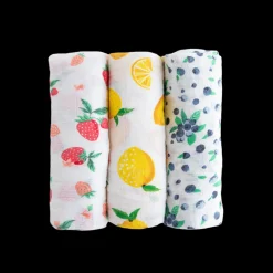 Cotton Muslin Swaddle Blanket 3 Pack - Berry Lemonade