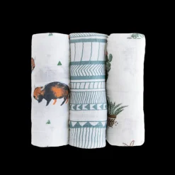 Cotton Muslin Swaddle Blanket 3 Pack - Bison