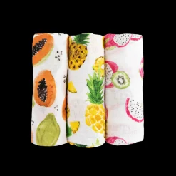 Cotton Muslin Swaddle Blanket 3 Pack - Tropical Fruit
