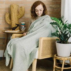 Cotton Muslin Swaddle Blanket - Cactus Lines