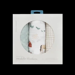 Cotton Muslin Swaddle Blanket 3 Pack - Farmyard