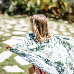 Cotton Muslin Swaddle Blanket - Tropical Leaf