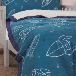 Cotton Muslin Toddler Bedding 3 Piece Set - Blast Off
