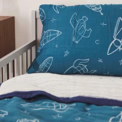Cotton Muslin Toddler Bedding 3 Piece Set - Blast Off