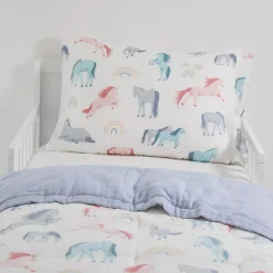 Cotton Muslin Toddler Bedding 3 Piece Set - Unicorns