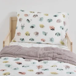Cotton Muslin Toddler Bedding 3 Piece Set - Watercolor Critters