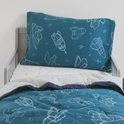 Cotton Muslin Toddler Bedding 3 Piece Set - Blast Off