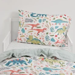 Cotton Muslin Toddler Bedding 3 Piece Set - Boho Dino