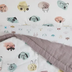 Cotton Muslin Toddler Bedding 3 Piece Set - Watercolor Critters
