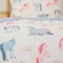 Cotton Muslin Toddler Bedding 3 Piece Set - Unicorns
