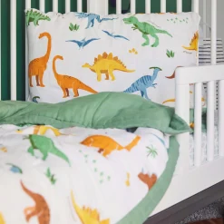 Cotton Muslin Toddler Bedding 3 Piece Set - Dino Names