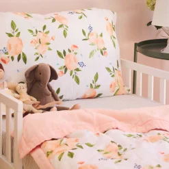 Cotton Muslin Toddler Bedding 3 Piece Set - Watercolor Roses Grande