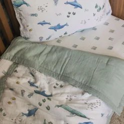 Cotton Muslin Toddler Bedding 3 Piece Set - Whales