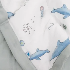 Cotton Muslin Toddler Comforter - Whales