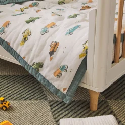 Cotton Muslin Toddler Comforter - Work Trucks