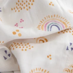 Deluxe Muslin Baby Quilt - Rainbows & Raindrops