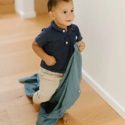 Deluxe Muslin Baby Quilt - Blue Dusk