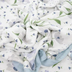 Deluxe Muslin Quilted Throw - Blue Windflower
