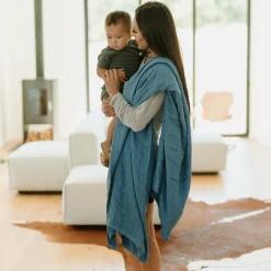 Deluxe Muslin Quilted Throw - Blue Dusk