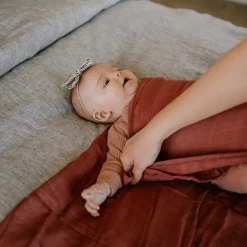 Deluxe Muslin Swaddle Blanket - Dusty Maroon