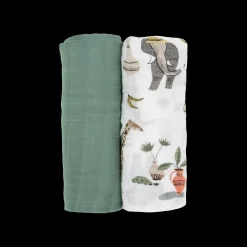 Deluxe Muslin Swaddle Blanket 2 Pack - Safari Social 2