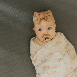 Deluxe Muslin Swaddle Blanket - Rainbows & Raindrops