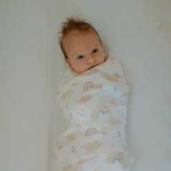 Deluxe Muslin Swaddle Blanket - Rainbows & Raindrops