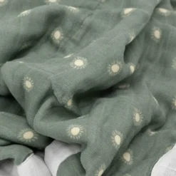 Organic Cotton Muslin Baby Quilt - Sage Suns 2