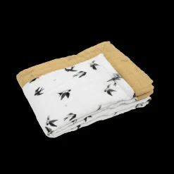 Organic Cotton Muslin Baby Quilt - Swallows