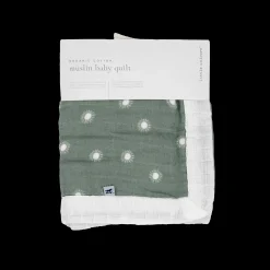 Organic Cotton Muslin Baby Quilt - Sage Suns 2