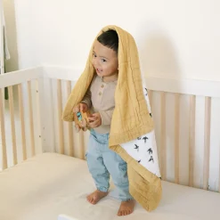 Organic Cotton Muslin Baby Quilt - Swallows