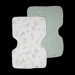 Organic Cotton Muslin Burp Cloth 2 Pack - Pencil Floral + White Sage