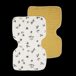 Organic Cotton Muslin Burp Cloth 2 Pack - Swallows + Wheat