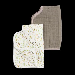 Organic Cotton Muslin Burp Cloth 2 Pack - Floral Field + Driftwood