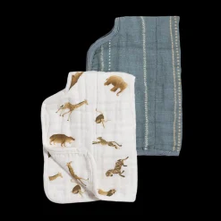 Organic Cotton Muslin Burp Cloth 2 Pack - Animal Crackers + Stillwater Stitch