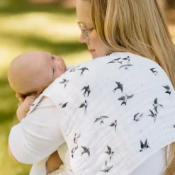 Organic Cotton Muslin Burp Cloth 2 Pack - Swallows + Wheat