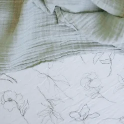 Organic Cotton Muslin Crib Sheet - Pencil Floral