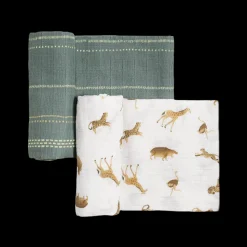 Organic Cotton Muslin Swaddle Blanket 2 Pack - Animal Crackers