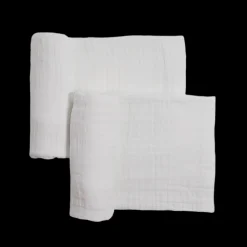 Organic Cotton Muslin Swaddle Blanket 2 Pack - White