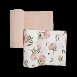 Organic Cotton Muslin Swaddle Blanket 2 Pack - Watercolor Floret