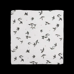 Organic Cotton Muslin Swaddle Blanket - Swallows