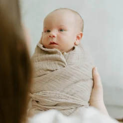 Organic Cotton Muslin Swaddle Blanket - Driftwood