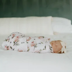 Organic Cotton Muslin Swaddle Blanket - Watercolor Floret